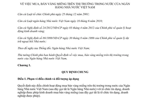 Quyết định 16/2013/QĐ-TTg mua bán vàng miếng trên thị trường trong nước