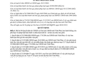 Quyết định 06/2013/QĐ-UBND bãi bỏ văn bản do tỉnh Vĩnh Phúc ban hành