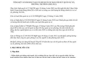 Kế hoạch 1660/KH-BQP tổng kết 10 năm đào tạo cán bộ quân sự Ban Chỉ huy quân sự