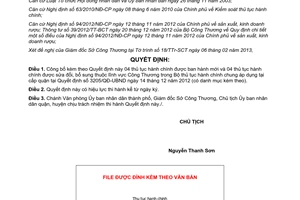 Quyết định 535/QĐ-UBND năm 2013 công bố thủ tục hành chính chung tỉnh Cần Thơ