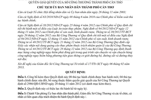Quyết định 534/QĐ-UBND năm 2013 thủ tục hành chính Sở Công Thương Cần Thơ