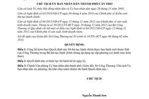 Quyết định 536/QĐ-UBND năm 2013 công bố thủ tục hành chính chung Cần Thơ