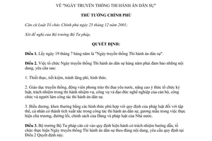 Quyết định 397/QĐ-TTg năm 2013 Ngày truyền thống Thi hành án dân sự