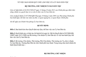 Quyết định 69/QĐ-UBDT 2013 Quy chế làm việc Ủy ban Dân tộc