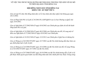 Nghị quyết 71/2013/NQ-HĐND phí sử dụng đường bộ theo đầu phương tiện Đồng Nai