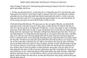 Nghị quyết 32/NQ-CP năm 2013 phiên họp Chính phủ  thường kỳ tháng 02
