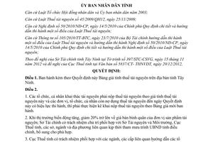 Quyết định 06/2013/QĐ-UBND Bảng giá tính thuế tài nguyên Tây Ninh