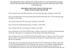 Nghị quyết số 03/2013/NQ-HĐND mức thu thu nộp quản lý sử dụng phí sử dụng đường bộ Tuyên Quang