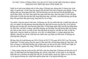 Chỉ thị 06/2013/CT-UBND công tác quản lý nhà nước hoạt động khoáng sản Nghệ An