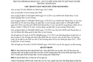 Quyết định số 771/QĐ-UBND ưu đãi cho các dự án đầu tư bảo vệ môi trường