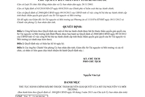 Quyết định 360/QĐ-UBND năm 2013 công bố thủ tục hành chính Sở Tài nguyên