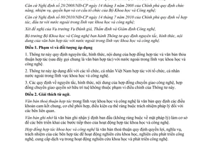 Thông tư 07/2013/TT-BKHCN nguyên tắc hình thức nội dung văn bản bản hợp tác