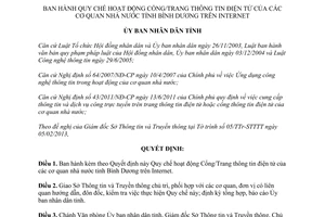 Quyết định 04/2013/QĐ-UBND Quy chế Cổng/Trang thông tin điện tử tỉnh Bình Dương