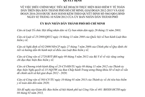 Quyết định 1204/QĐ-UBND năm 2013 điều chỉnh chỉ tiêu bảo hiểm y tế toàn dân TPHCM