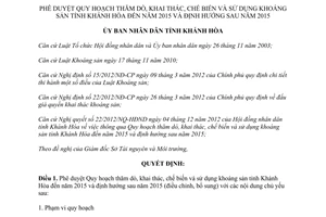 Quyết định 628/QĐ-UBND năm 2013 Quy hoạch thăm dò khai thác chế biến sử dụng khoáng sản Khánh Hòa