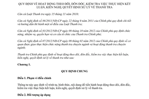 Thông tư 01/2013/TT-TTCP hoạt động theo dõi đôn đốc kiểm tra việc thực hiện