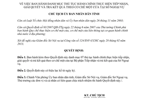 Quyết định 508/QĐ-UBND danh mục thủ tục hành chính kết quả theo cơ chế một cửa tại sở ngoại vụ Thừa Thiên Huế