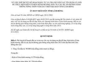 Quyết định 474/QĐ-UBND 2013 trả nợ tín dụng đầu tư dự án đường giao thông nông thôn Lâm Đồng