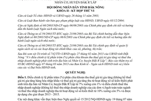 Nghị quyết 04/2013/NQ-HĐND điều chỉnh tỷ lệ phân chia khoản thu thuế Đắk Nông