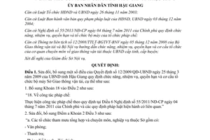 Quyết định 05/2013/QĐ-UBND sửa đổi Quyết định 12/2009/QĐ-UBND Hậu Giang