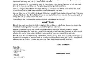 Quyết định 47/QĐ-VSD năm 2013 Quy định đăng ký mã số giao dịch chứng khoán