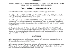Quyết định 510/2013/QĐ-UBND Quy chế phối hợp quản lý nhà nước về thông tin đối ngoại Hải Phòng