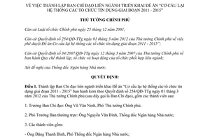 Quyết định 454/QĐ-TTg năm 2013 thành lập Ban Chỉ đạo liên ngành triển khai Đề án