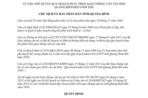 Quyết định 540/QĐ-UBND năm 2013 Quy hoạch phát triển giao thông vận tải đến 2020 Quảng Bình