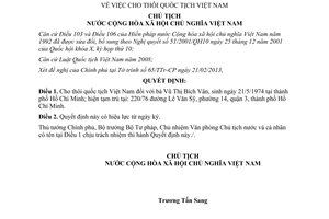 Quyết định 473/QĐ-CTN cho thôi quốc tịch Việt Nam