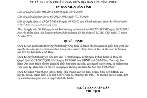 Quyết định 07/2013/QĐ-UBND phối hợp quản lý tài nguyên khoáng sản Vĩnh Phúc