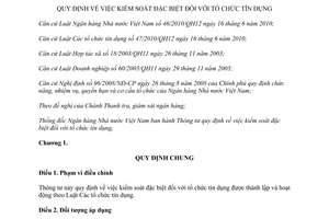 Thông tư 07/2013/TT-NHNN quy định kiểm soát đặc biệt đối với tổ chức tín dụng