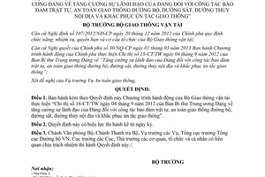 Quyết định 620/QĐ- BGTVT năm 2013 bảo đảm trật tự an toàn giao thông