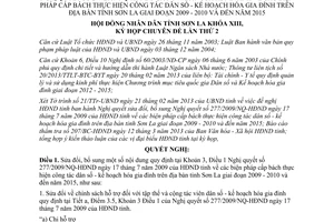 Nghị quyết 44/2013/NQ-HĐND sửa đổi Nghị quyết 277/2009/NQ-HĐND của tỉnh Sơn La