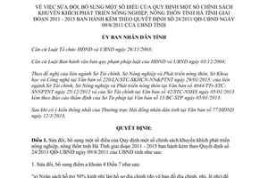 Quyết định 11/2013/QĐ-UBND sửa đổi chính sách khuyến khích phát triển nông nghệp