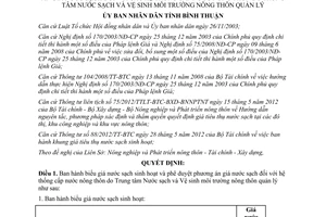 Quyết định 11/2013/QĐ-UBND biểu giá nước sạch sinh hoạt tỉnh Bình Thuận