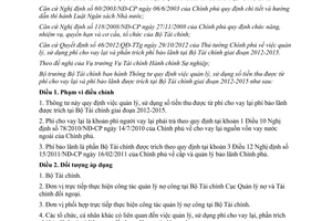 Thông tư 29/2013/TT-BTC quản lý sử dụng số tiền thu được từ phí cho vay lại