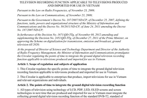 Circular No. 07/2013/TT-BTTTT regulating the points of time to integrate