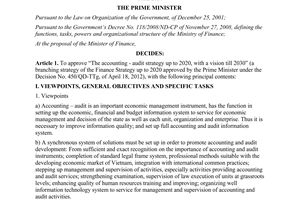 Decision No. 480/QD-TTg on approving the accounting - audit strategy up to 2020