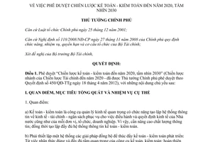 Quyết định 480/QĐ-TTg năm 2013 phê duyệt Chiến lược kế toán kiểm toán đến 2020