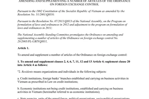 Ordinance No. 06/2013/UBTVQH13 amending and supplementing a number of articles