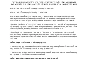 Thông tư 07/2013/TT-BTTTT thời điếm tích hợp chức năng thu truyền hình