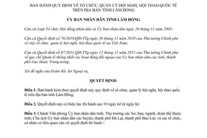 Quyết định 17/2013/QĐ-UBND tổ chức quản lý hội nghị hội thảo quốc tế  Lâm Đồng