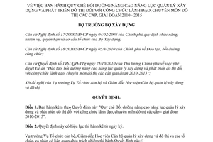 Quyết định 275/QĐ-BXD 2013 Bồi dưỡng năng lực quản lý xây dựng phát triển đô thị công chức lãnh đạo chuyên môn