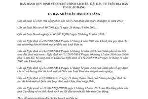 Quyết định 04/2013/QĐ-UBND cơ chế chính sách ưu đãi đầu tư Cao Bằng