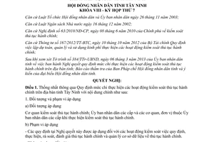 Nghị quyết số 03/2013/NQ-HĐND chi kiểm soát thủ tục hành chính Tây Ninh