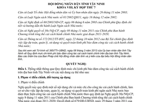 Nghị quyết 12/2013/NQ-HĐND kinh phí bảo đảm cải cách hành chính Tây Ninh