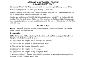 Nghị quyết số 01/2013/NQ-HĐND mức thù lao cho Cộng tác viên Tây Ninh