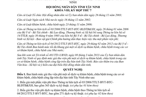 Nghị quyết 09/2013/NQ-HĐND giá thu viện phí dịch vụ khám chữa bệnh Tây Ninh