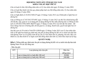 Nghị quyết 72/2013/NQ-HĐND thu phí sử dụng đường bộ xe môtô Quảng Nam