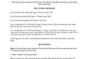 Quyết định 499/QĐ-TTg năm 2013 Quy hoạch cấp nước Thủ đô Hà Nội đến 2030